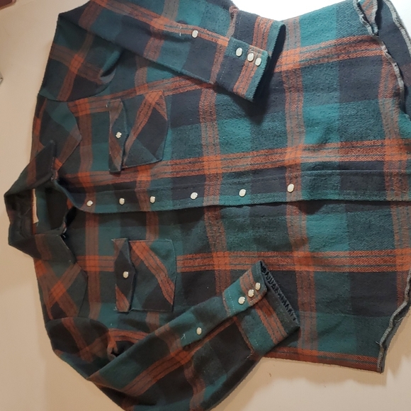 Vintage Saddle King Western Pearl Snap Plaid Cowboy Cotton Shirt Medium - Picture 3 of 16